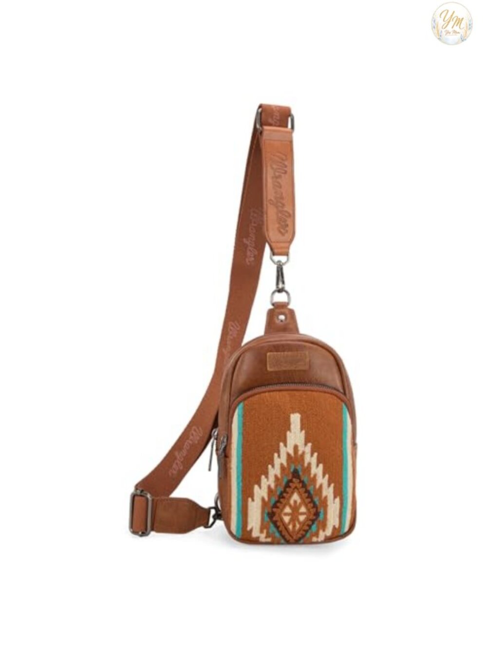 Aztec Knitted Sling Crossbody Bag Western Adjustable Strap Chest Purse